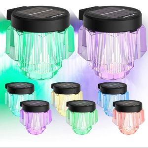 Solar Outdoor Deck Lights 8 Pack Dusk to Dawn RGB Waterproof Garden Patio Yard